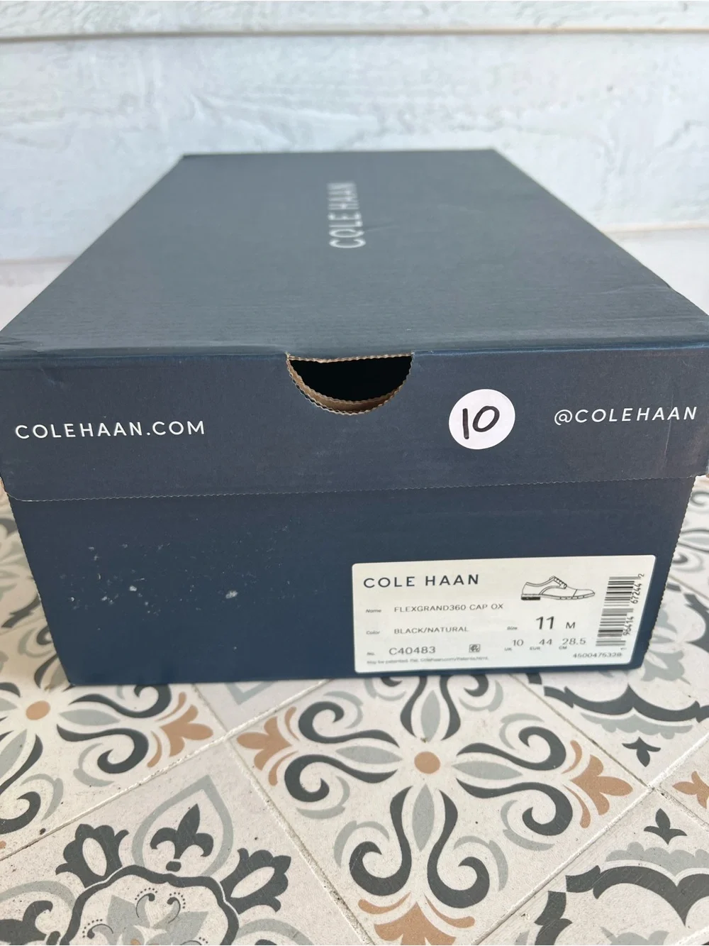 Cole Haan Black Leather Cap Toe Oxford with Natural Welt